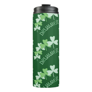 Drummer Shamrocks Outlined Green Thermal Tumbler