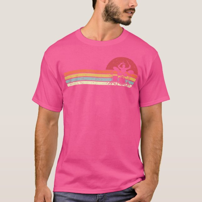 Drummer Shirt. Retro Style Drum Player T-Shirt (Front)