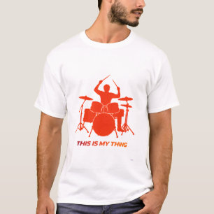 Drummer Silhouette Action Lifestyle Design T-Shirt