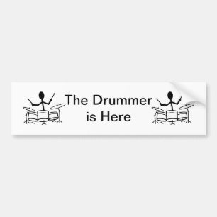 Drummer Stick Figure Bumper Sticker