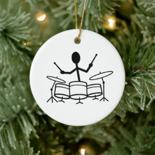 Drummer Stick Figure Ceramic Tree Decoration
