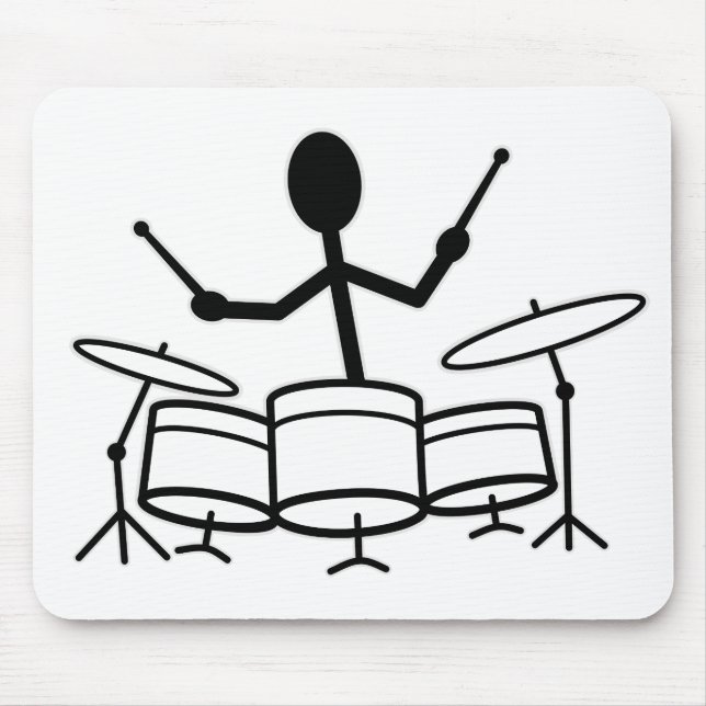 Drummer Stick Figure Mouse Pad (Front)
