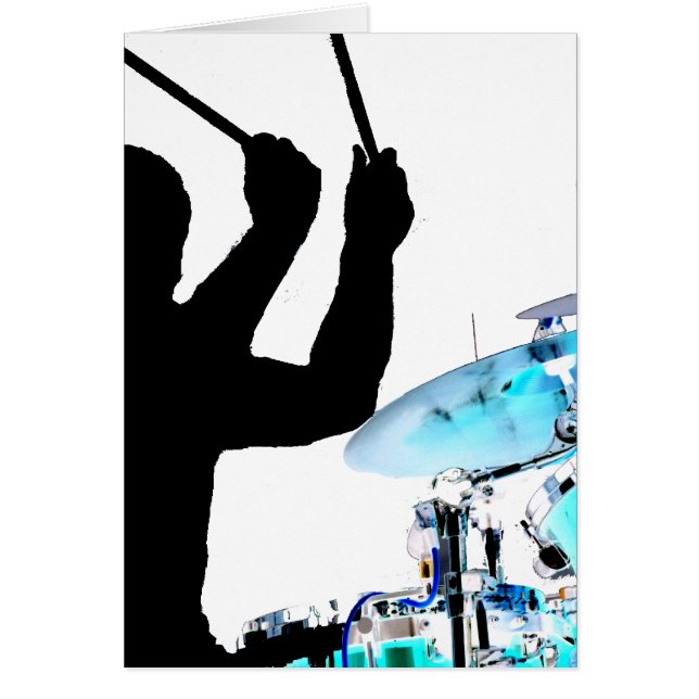 Drummer sticks in air shadow blue invert drums (Front)