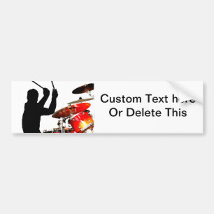 Drummer sticks in air shadow real drums bumper sticker