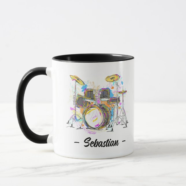 Drummer Unique Gift for Drummers personalised  Mug (Left)