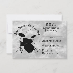 Drummer Wedding RSVP Musician Wedding Drum Kit Card