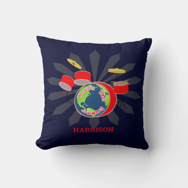 Drummer Worlds Best Funny  Personalised Cushion (Front)