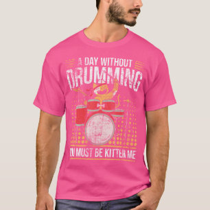 Drumming Cat Drummer Kitten Drum Set T-Shirt