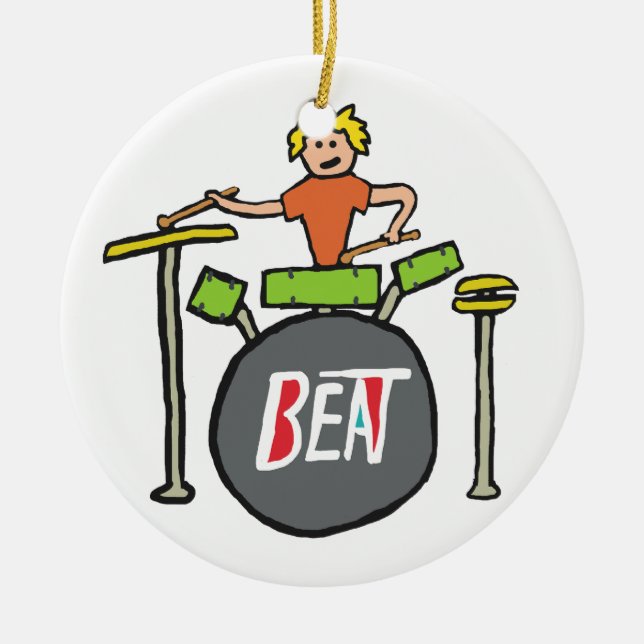 Drumming Ceramic Tree Decoration (Front)