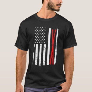 Drumming Drum Sticks Usa Flag For Drummer And Perc T-Shirt