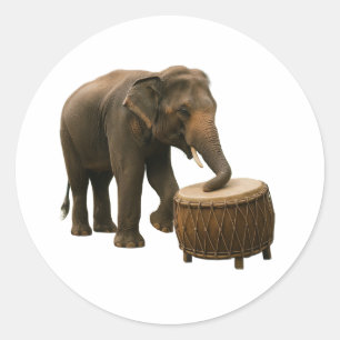 Drumming Elephant Sticker
