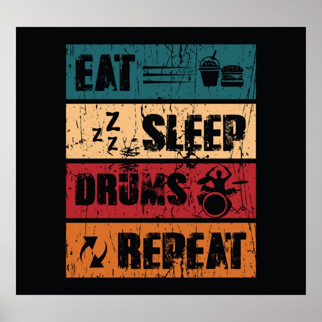 Drumming passion: t-shirt design illustration. poster (Front)