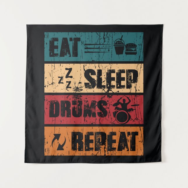 Drumming passion: t-shirt design illustration. tapestry (Front)
