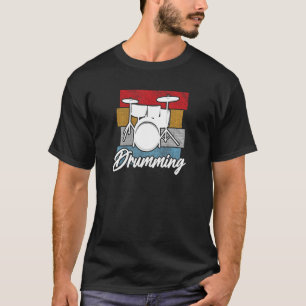 Drumming Retro Cool Drum Set Vintage Drummer T-Shirt