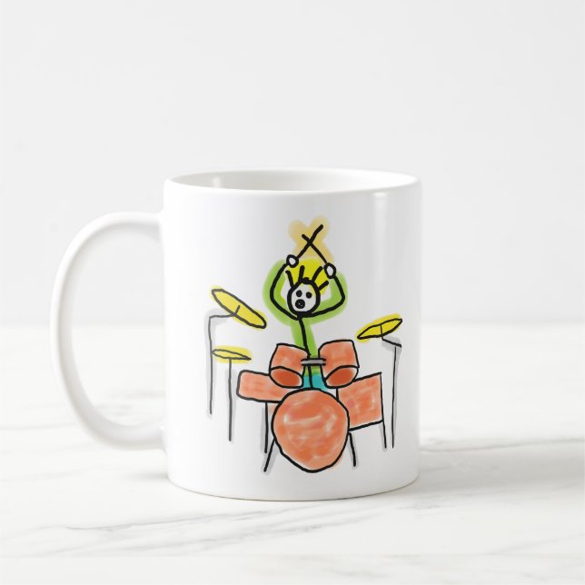 Drumming Stickman Coffee Mug (Left)