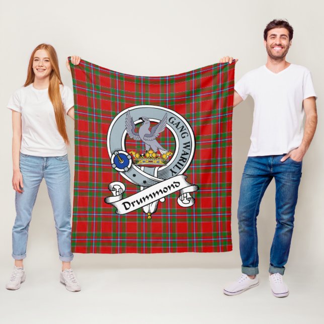 Drummond Modern Clan Badge Tartan Plaid Fleece Blanket (In Situ)
