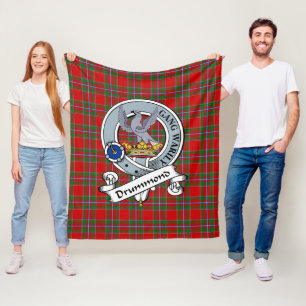 Drummond Of Perth Clan Badge Tartan Plaid Fleece Blanket