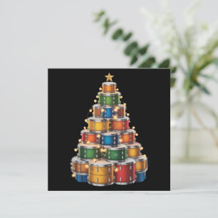 Drumms Xmas Christmas Tree Drummer  Holiday Card