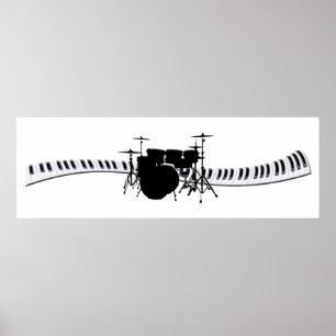 Drums and Piano keyboard banner Poster