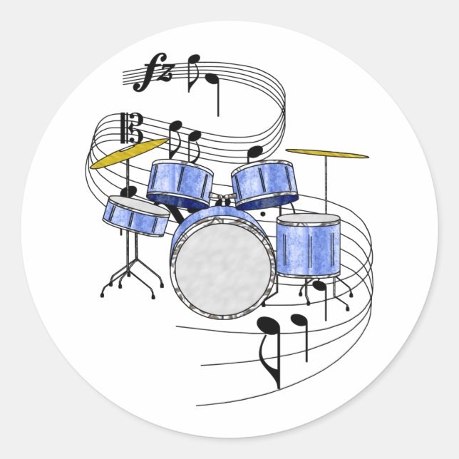 Drums Classic Round Sticker (Front)