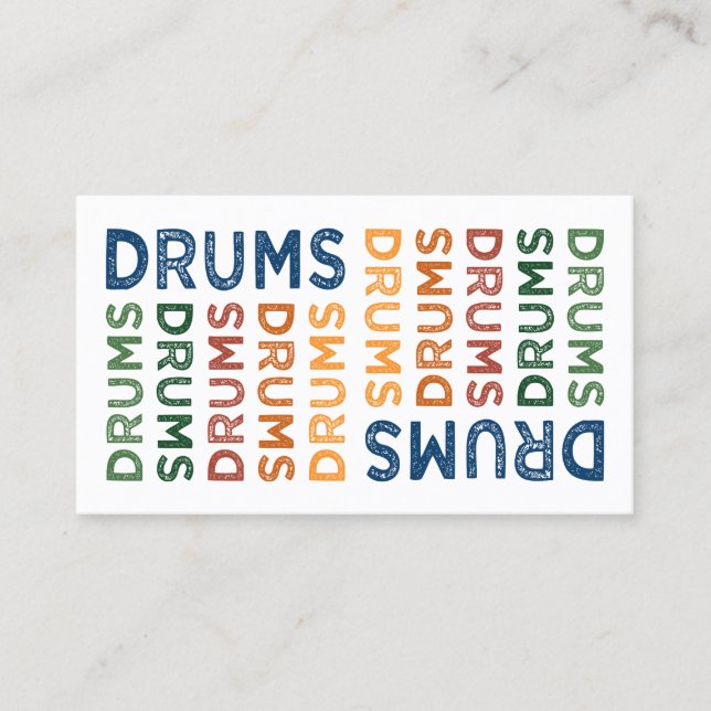 Drums Colourful Business Card (Front)