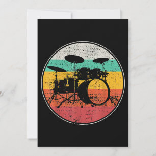 Drums Drummer Band Drumset Retro Vintage Invitation