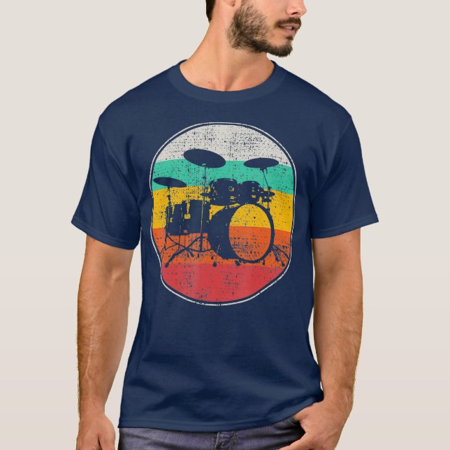 Drums Drummer Band Drumset Retro Vintage T-Shirt (Front)