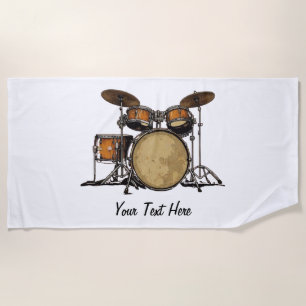 Drums Drummer Black White Custom Drummer's Music Beach Towel