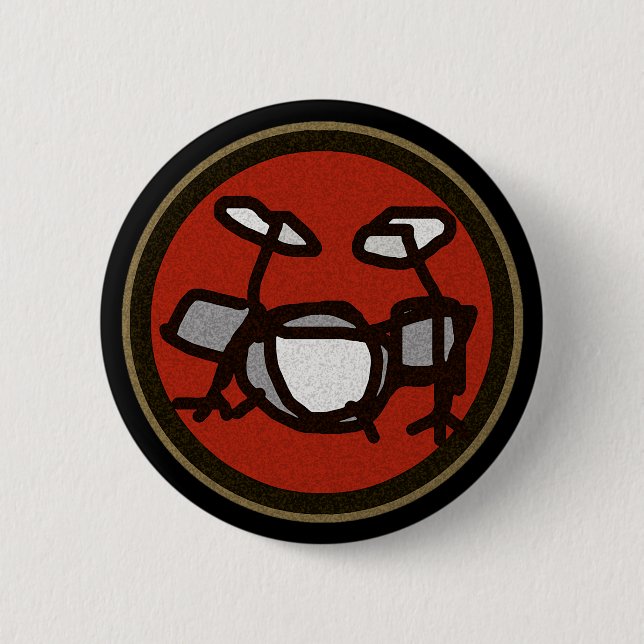 drums, drumming gifts 6 cm round badge (Front)
