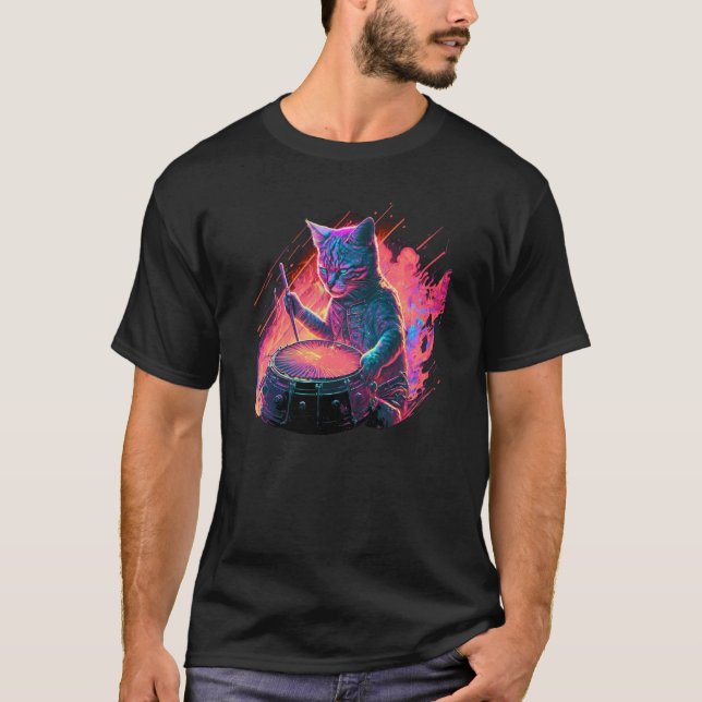 Drums Drummmer Cat  2 T-Shirt (Front)