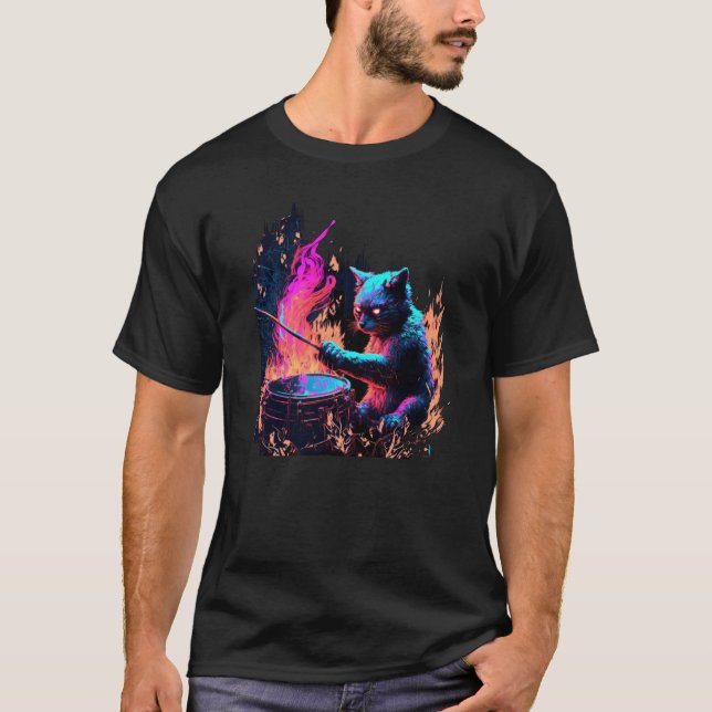 Drums Drummmer Cat  3 T-Shirt (Front)