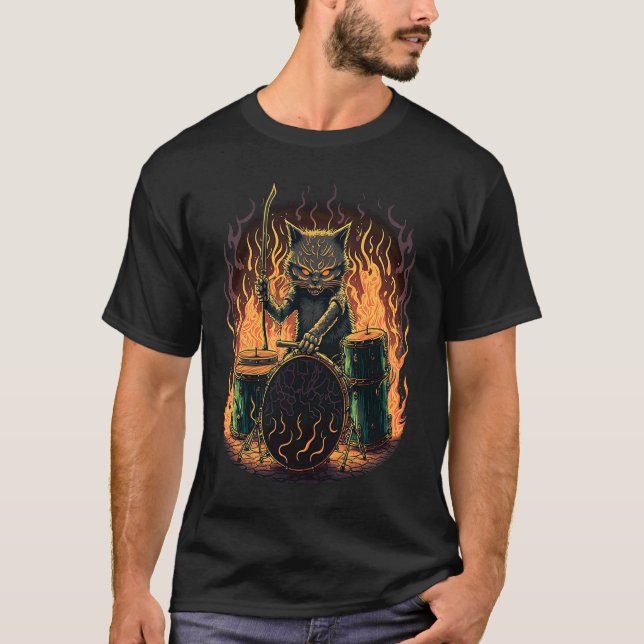Drums Drummmer Cat  6 T-Shirt (Front)