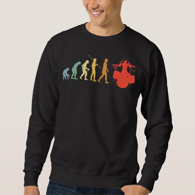 Drums Evolution Retro Music Drummer Sweatshirt (Front)