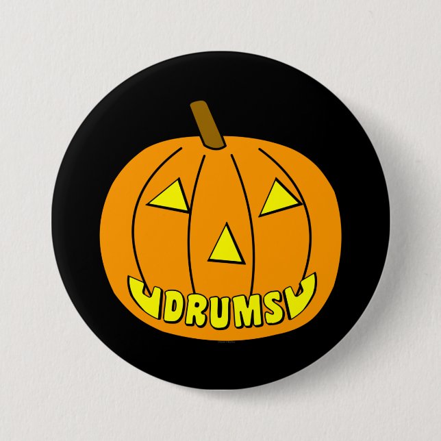 Drums Halloween Pumpkin  7.5 Cm Round Badge (Front)