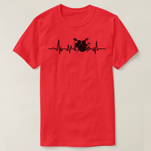Drums Heartbeat Drummers percussionists T-Shirt (Design Front)
