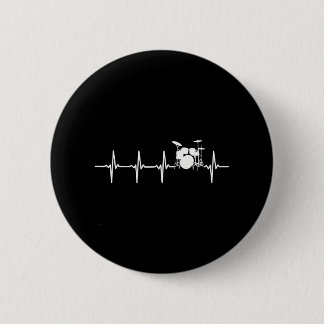 Drums Heartbeat for Drummers & percussionists 6 Cm Round Badge