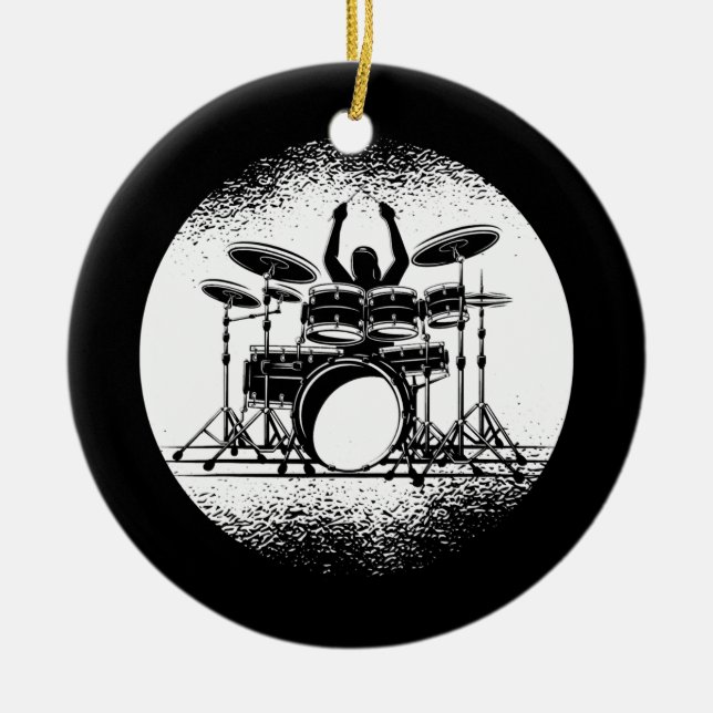 Drums Men Women Drum Kit Music Gift  Ceramic Tree Decoration (Front)