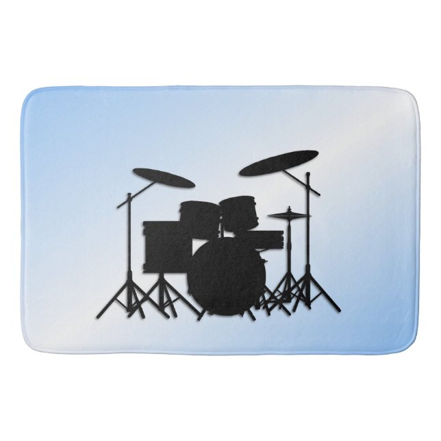Drums Music Design Blue Bath Mat (Front)