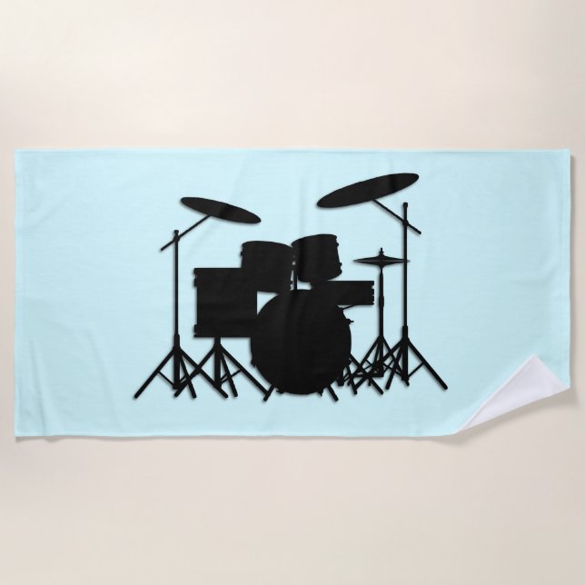 Drums Music Design Blue Beach Towel (Front)