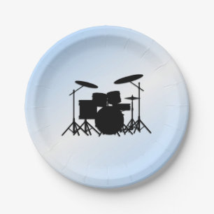 Drums Music Design Blue Paper Plate