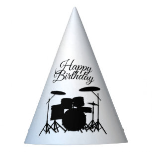 Drums Music Design Blue Party Hat