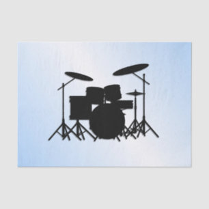 Drums Music Design Blue Tissue Paper