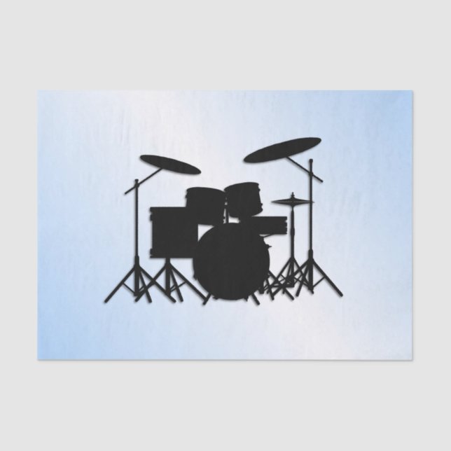 Drums Music Design Blue Tissue Paper (Front)