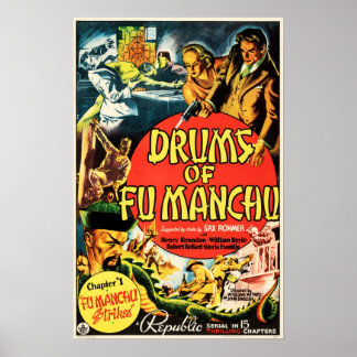 Drums of Fu Manchu Classic Crime Thriller Old Film Poster