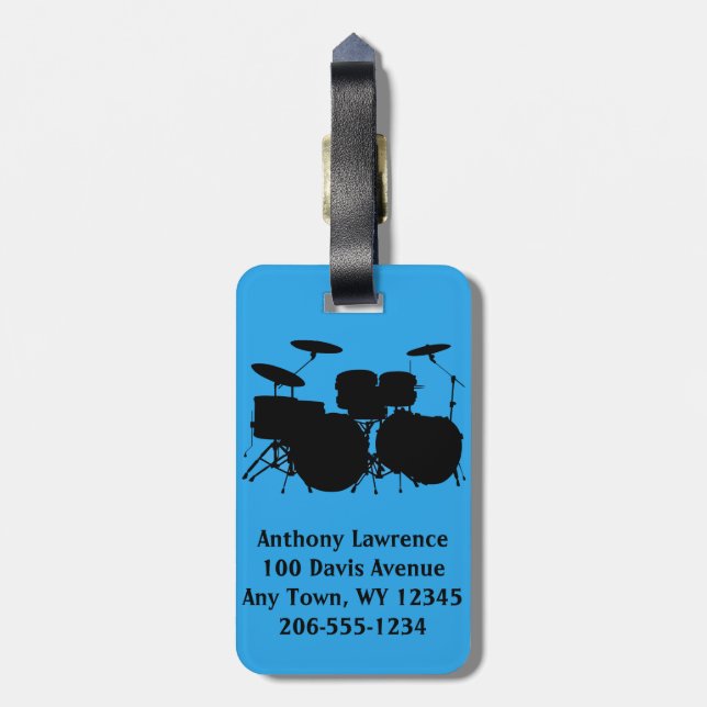 Drums Percussion Design Luggage Tags (Back Vertical)