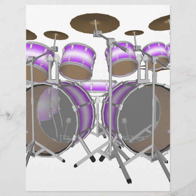 Drums: Purple & White Drum Kit: 3D Model: Flyer (Front)