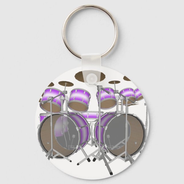 Drums: Purple & White Drum Kit: 3D Model: Key Ring (Front)