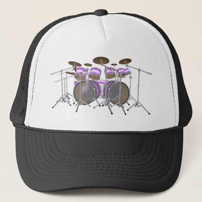 Drums: Purple & White Drum Kit: 3D Model: Trucker Hat (Front)