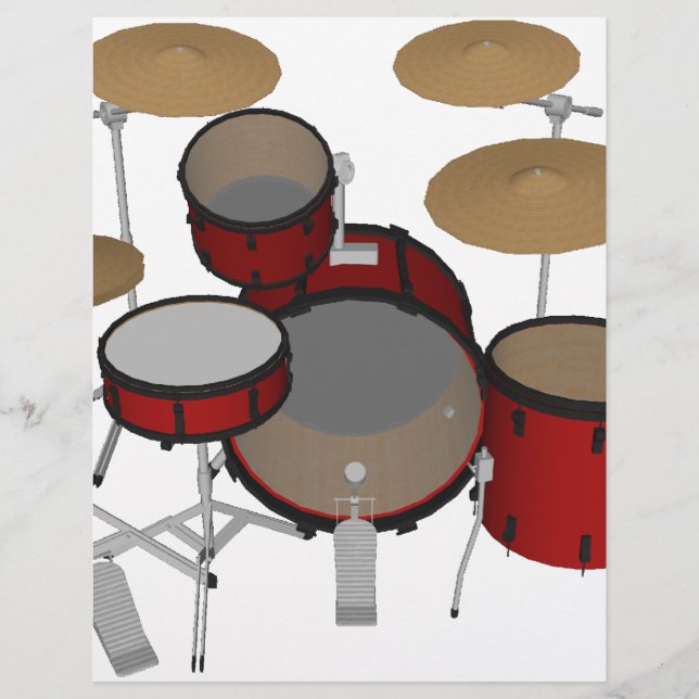 Drums: Red Drum Kit: 3D Model: Flyer (Front)