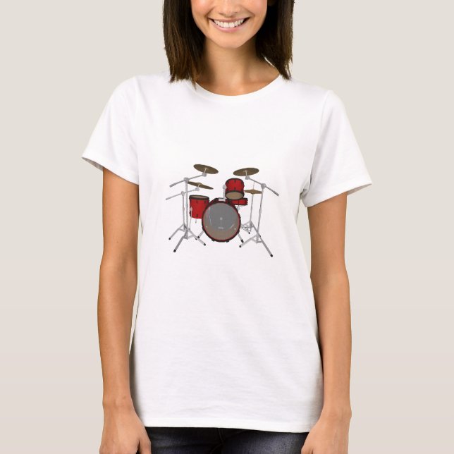 Drums: Red Drum Kit: 3D Model: T-Shirt (Front)